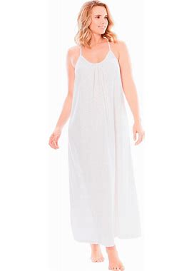 Plus Size Women's Breezy Eyelet Knit Long Nightgown By Dreams & Co. In White (Size 22/24)
