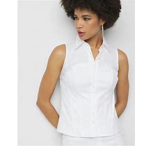 Women's Petite Sleeveless Poplin Corset Shirt In White Size 4 | White House Black Market