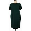 Calvin Klein Casual Dress - Sheath: Green Solid Dresses - Women's Size 18