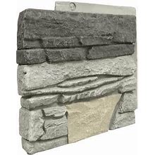 Genstone 12 in. X 12 in. X 1.375 in. Stacked Stone Northern Slate Faux Stone Siding Left Corner Panel