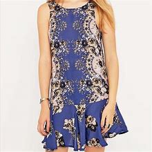 Free People Dresses | Free People Blue Paisley Slip Dress | Color: Blue/Cream | Size: One Size