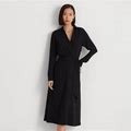 Ralph Lauren Surplice Georgette Midi Dress - Size 4 in Black