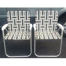 Vintage Aluminum Folding Webbed Lawn Chair - Excellent Condition - Lot Of 2