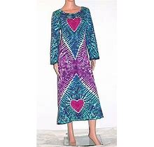 Tie Dye Women's Purple Hearts Long Sleeve Dress Grateful Dead Sm Med Lg Xl 2X 3X
