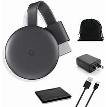 Google Chromecast 3rd Gen - Streaming Device With HDMI Cable - Stream Shows Music Photos And Sports From Your Phone To Your TV - With Microfiber Cloth