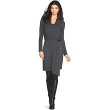 White House Black Market Dresses | Whbm Gray Jersey Faux Wrap Midi Dress Buckle 0 | Color: Gray | Size: 0