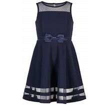 Calvin Klein Girls 7-16 Illusion Mesh Dress, Navy Blue