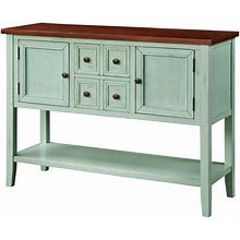 Highland Dunes Voight 46" Wide 4 Drawer Acacia Wood Server Wood In Blue/Brown | 34 H X 46 W X 15 D In | Wayfair 179E86E25225478BA77211952519CE45