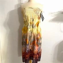 Lapis Dresses | Lapis Dress Nwt Yellow Floral Spring One Size Summer Strapless | Color: Yellow | Size: One Size
