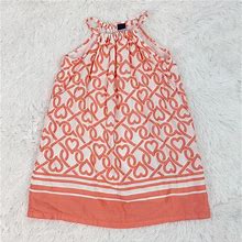 Gap Dresses | Gap Stripe Heart Print Halter Neck Summer Dress | Color: Orange/White | Size: 4-5