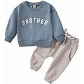 Zhaghmin Baby Boy Cowboy Outfit Toddler Boys Winter Long Sleeve Letter Prints Tops Sweatshirt Pants 2Pcs Outfits Clothes Set For Babys Clothes Girls S