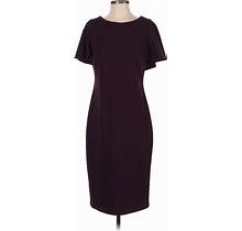 Calvin Klein Cocktail Dress - Bodycon Crew Neck Short Sleeve: Burgundy Solid Dresses - Women's Size P