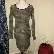 Karina Grimaldi $217 Gianna Brown Metallic Stripe Dress Mini Dress