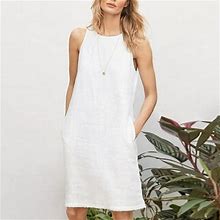 Hupom Summer Dresses Dresses For Women In Clothing Sheath Crew Neck Blouse Lightweight White 3XL
