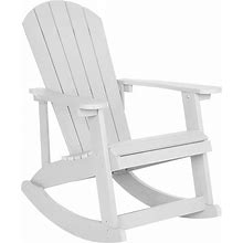 Flash Furniture Savannah Poly Resin Wood Adirondack Rocking Chair - All Weather White Polystyrene - Stainless Steel Hardware