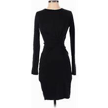 Monrow Casual Dress - Sheath Crew Neck Long Sleeve: Black Solid Dresses - Women's Size Small