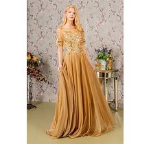 Long Formal A Line Mother Of The Bride Dress Gold / S