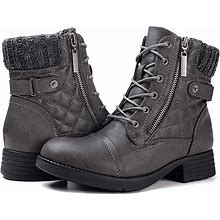 Women's Lace Up Ankle Boots Gray / 35