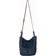 The Sak Los Feliz Crossbody Bag In Leather, Lined Purse With Single Adjustable Shoulder Strap, Indigo