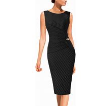 VFSHOW Womens Elegant Ruched Work Business Office Cocktail Party Bodycon Pencil Dress