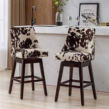 DM Furniture 27.5 Inches Bar Stools Set Of 2 Counter Height Barstools With Back/Wood Legs Upholstered Swivel Bar Chairs For Kitchen Island/Breakfast