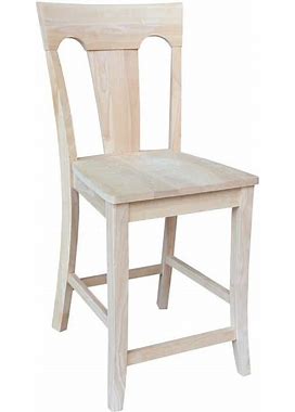 24 in Elle Solid Wood Unfinished Counter Stool With Wood Seat
