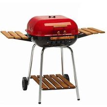 Meco Americana By Charcoal Grill With Wood Side Trays - Red - 4105 - 4105.0.511