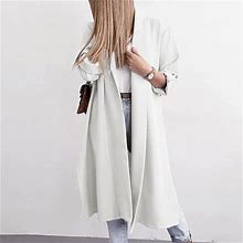 Lilgiuy Woman Long Sleeve T-Shirt Autumn Open Front Outerwear Solid Blouse Coat Tops Button Cardiganwhite,4 Winter Clothes For 2022