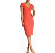 Donna Morgan Sheath Stretch Dress Orange Cap Sleeve Knee Length Size US 4 UK 8