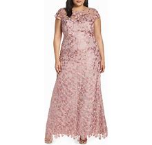Plus Size Women's Js Collections Floral Embroidered Evening Dress,