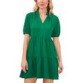 Cece Women's Short Sleeve Tiered V-Neck Baby Doll Dress - Lush Green - Size XS