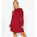 Boohoo Dresses | Burgundy Mock Neck Babydoll Dress | Color: Red | Size: 14
