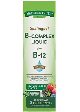 Nature's Truth Sublingual B-Complex Liquid Plus B-12 Berry - 2.0 Fl Oz