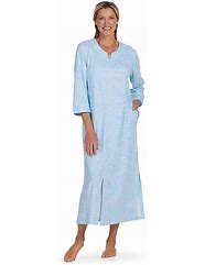 Image result for Womens Knee-Length Snap-Front Terry Robe, Blue S Misses
