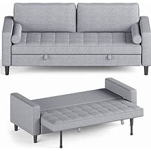 MUZZ Sofa Bed, Linen Fabric Couch Bed, Sleeper Sofa Bed With Movable Backrest Cushion, Sleeper Sofa Couch For Living Room, Apartment, Small Spaces (L