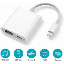 Lightning To USB Camera Adapter With Charging Port, Lightning Female USB OTG Cable Adapter For Select iPhone,ipad Models Support Connect Camera, Card
