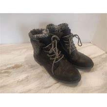 Cliffs By White Mountain Boots Black Ankle Winter Booties Tie Close