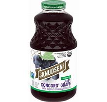 R.W. Knudsen Family Organic Just Concord Grape Juice, 100% Juice, 32 Oz, Glass Bottle