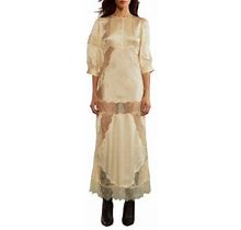 Cynthia Rowley Women's Lace-Trimmed Silk Charmeuse Maxi Dress - Ivory - Size 0