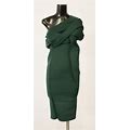 ASOS Design Women's Peekaboo Shoulder Gathered Midi Dress AG4 Green US:4 UK:8