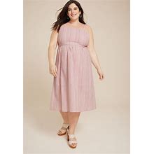 Maurices Plus Size Women's Striped Open Back Midi Dress Pink Size 1X