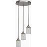 Empire 3-Light Cluster Pendalier, Brushed Nickel/Square Clear Bubble, Ceiling Light Fixtures, By Toltec Lighting