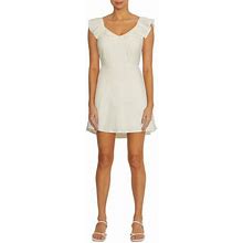 Wildfox Dresses | Wildfox White Casual Ruffle Blair Deep V Neckline Mini Fit & Flair Dress Large | Color: White | Size: L