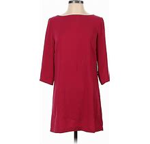 Leith Casual Dress - Shift Crew Neck 3/4 Sleeves: Red Print Dresses - Women's Size X-Small