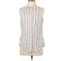 Workshop Republic Clothing Sleeveless Blouse: Ivory Stripes Tops - Women's Size Medium