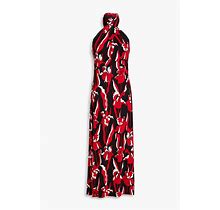 BOUTIQUE MOSCHINO Floral-Print Jersey Halterneck Maxi Dress Black