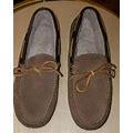 Ll Bean Men's 8m Wicked Good Moccasin Brown Suede Slippers Shearling