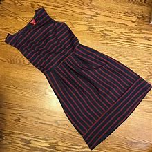 Merona Dresses | Merona Dress W Pockets Striped A Line Dress, Size S, Navy And Burgundy | Color: Blue/Red | Size: S