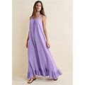 Women's Tie-Back Ruffle Maxi Dress - Purple, Size M By Venus