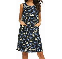 Sleeveless Shift Dress Sundress Floral Print House Dresses For Women With Pockets